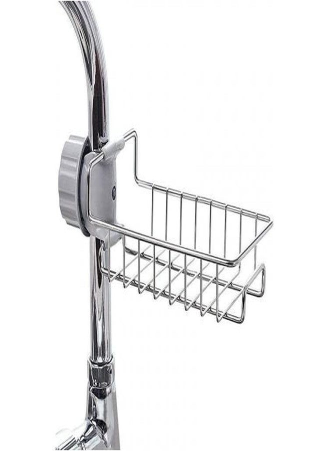 Newvent Stainless Steel Faucet Holder For Kitchen & Bathroom | Soap, Scrubbers, Sponge Holding Rack, Sink Organizer Stand (Pack Of 1) - Image 1
